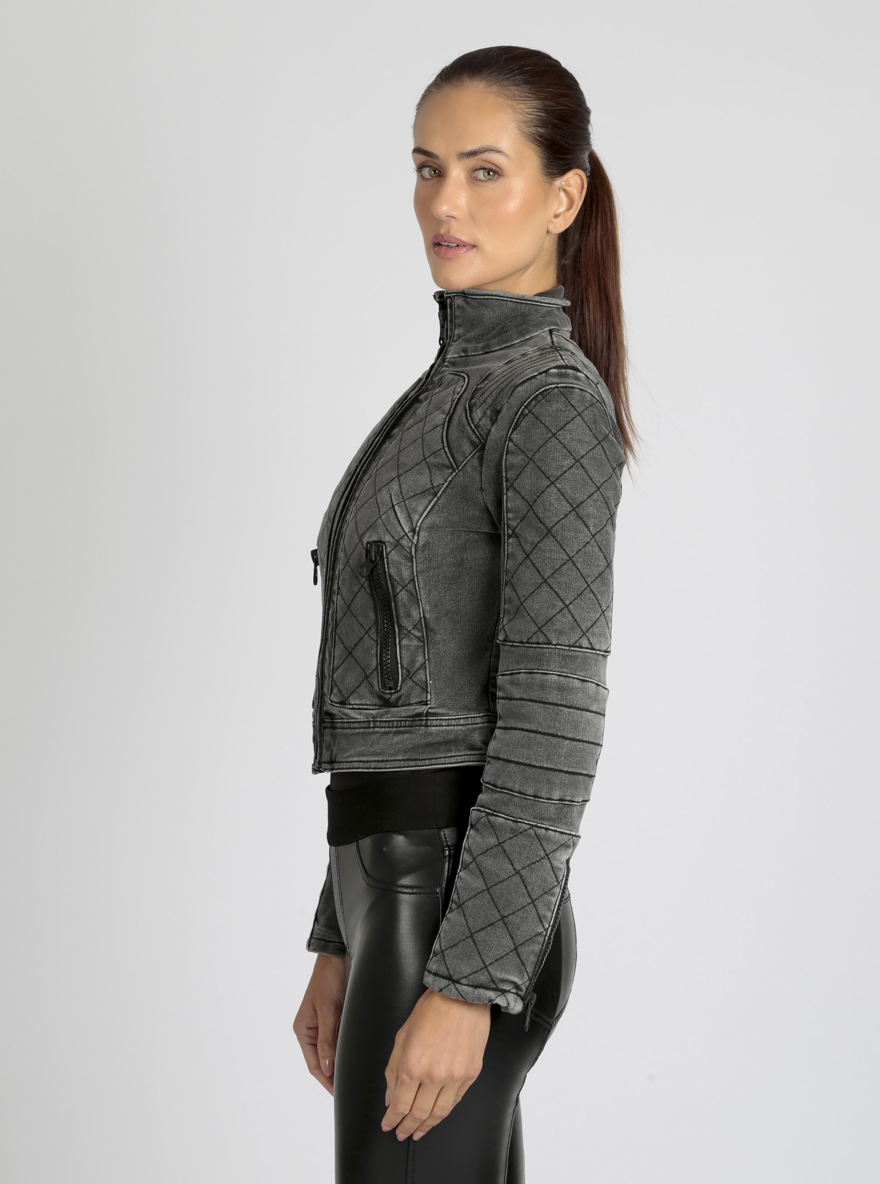 Denim Moto Jacket - Blanc Noir Online Store