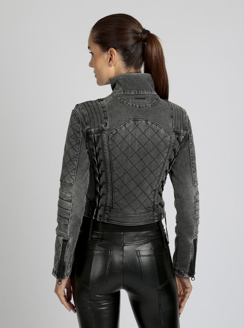 Denim Moto Jacket - Blanc Noir Online Store