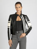 Claudine Leather Racer Jacket - Blanc Noir Online Store