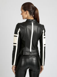 Claudine Leather Racer Jacket - Blanc Noir Online Store