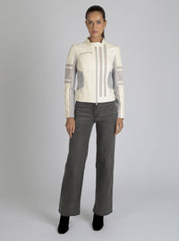 Claudine Leather Racer Jacket - Blanc Noir Online Store