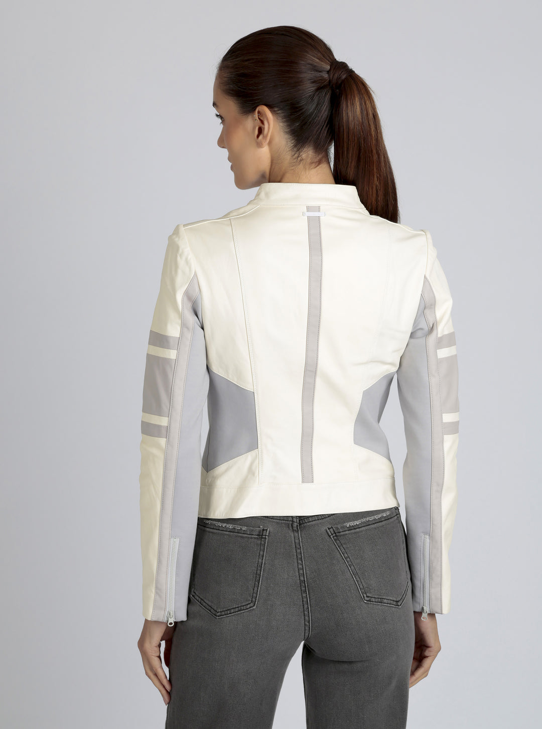 Claudine Leather Racer Jacket - Blanc Noir Online Store