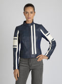 Claudine Leather Racer Jacket - Blanc Noir Online Store