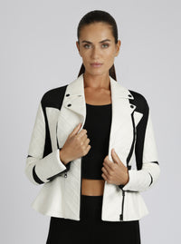 Moto Mesh LEATHER Peplum Jacket - Blanc Noir Online Store