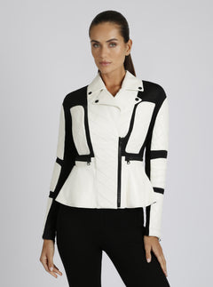 Moto Mesh LEATHER Peplum Jacket