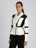 Moto Mesh LEATHER Peplum Jacket - Blanc Noir Online Store