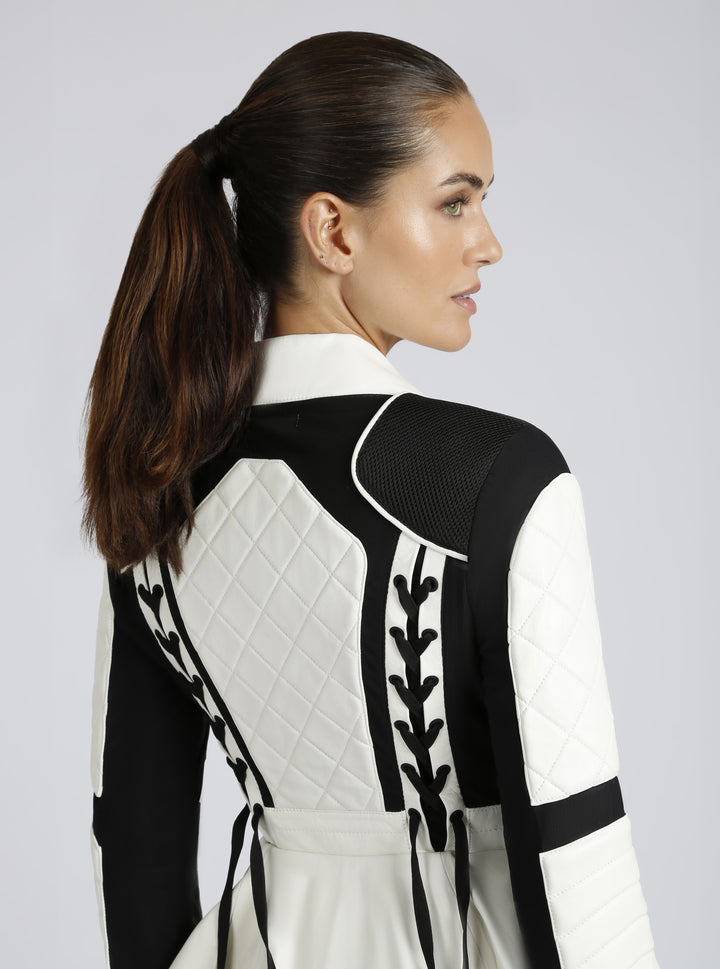 Moto Mesh LEATHER Peplum Jacket - Blanc Noir Online Store