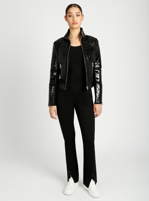 Crushed Patent Leather Gold Mesh Moto - Blanc Noir Online Store