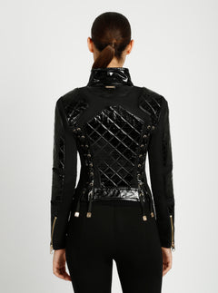 Crushed Patent Leather Gold Mesh Moto - Blanc Noir Online Store