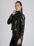 Crushed Patent Leather Gold Mesh Moto - Blanc Noir Online Store