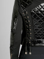 Crushed Patent Leather Gold Mesh Moto - Blanc Noir Online Store