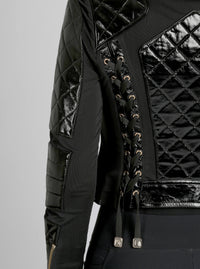 Crushed Patent Leather Gold Mesh Moto - Blanc Noir Online Store