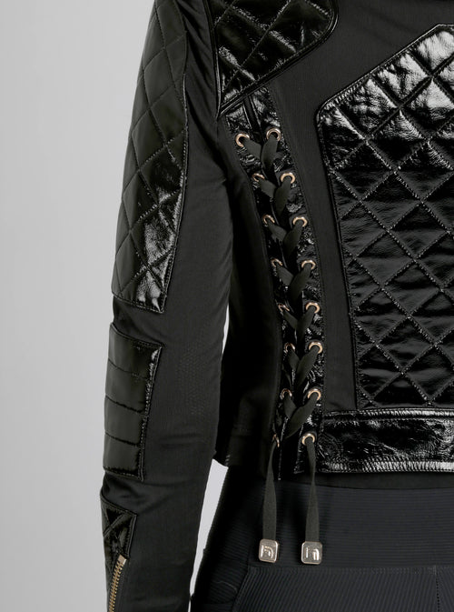 Crushed Patent Leather Gold Mesh Moto - Blanc Noir Online Store