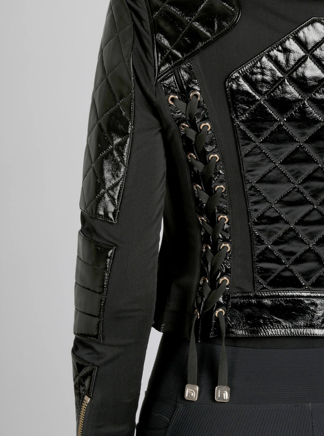 Crushed Patent Leather Gold Mesh Moto - Blanc Noir Online Store