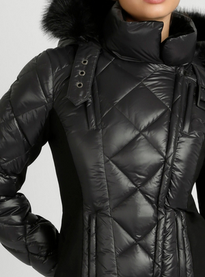 Jet Setter Quilted Down Filled Jacket w/Faux Fur