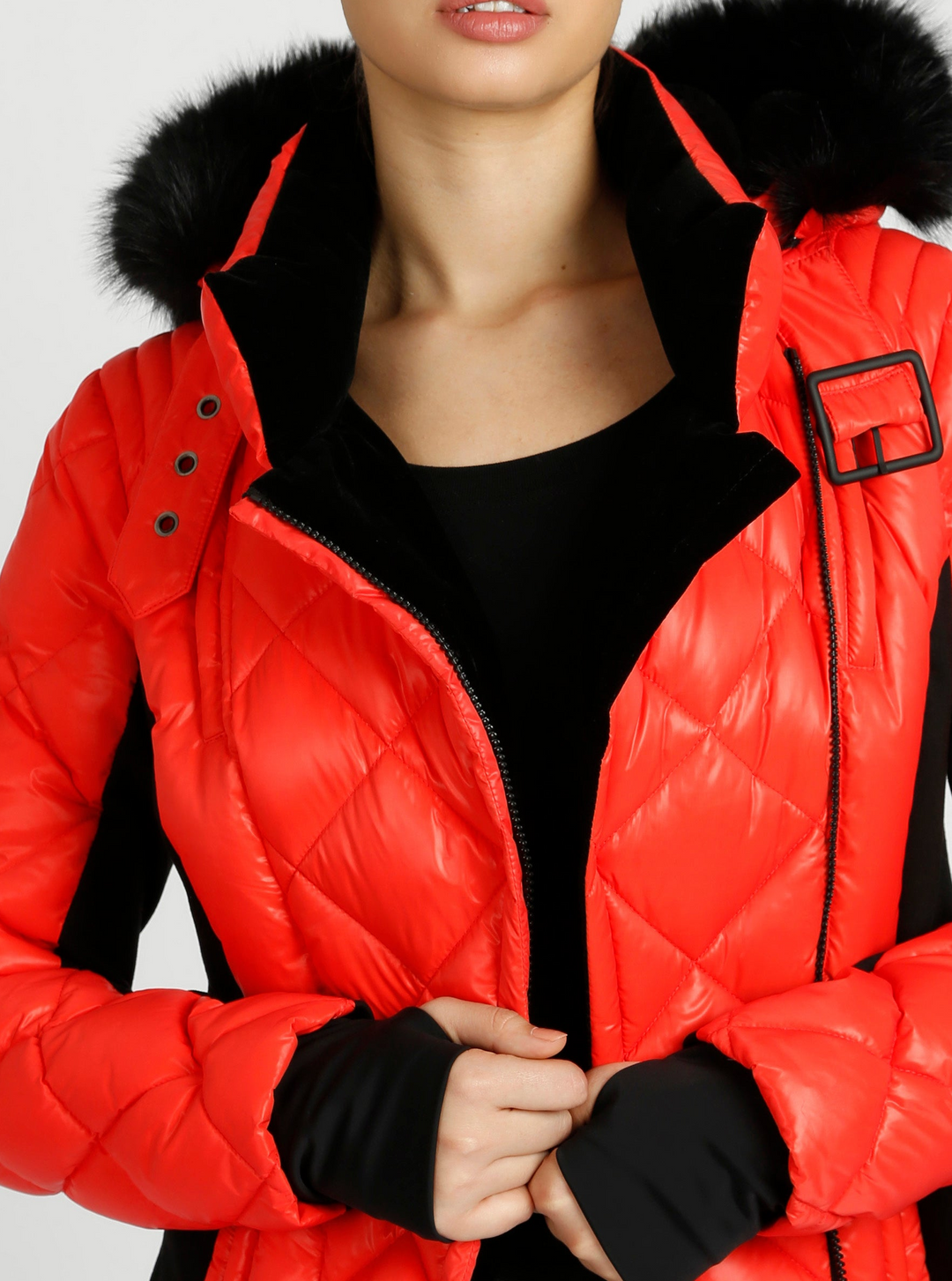 Jet Setter Quilted Down Filled Jacket w/Faux Fur - Blanc Noir Online Store