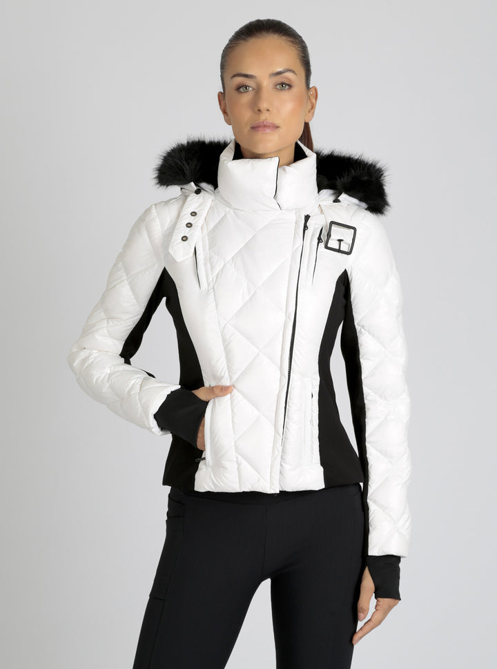 Jet Setter Quilted Down Filled Jacket w/Faux Fur - Blanc Noir Online Store