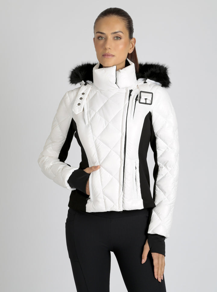 Jet Setter Quilted Down Filled Jacket w/Faux Fur - Blanc Noir Online Store