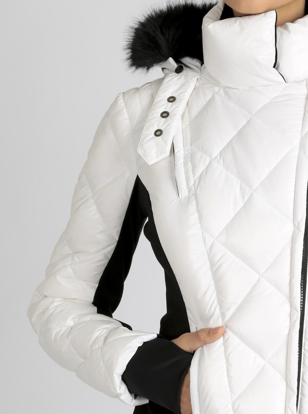 Jet Setter Quilted Down Filled Jacket w/Faux Fur - Blanc Noir Online Store