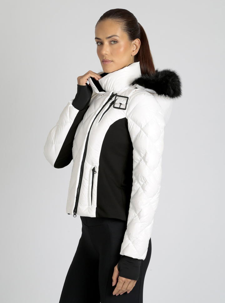 Jet Setter Quilted Down Filled Jacket w/Faux Fur - Blanc Noir Online Store