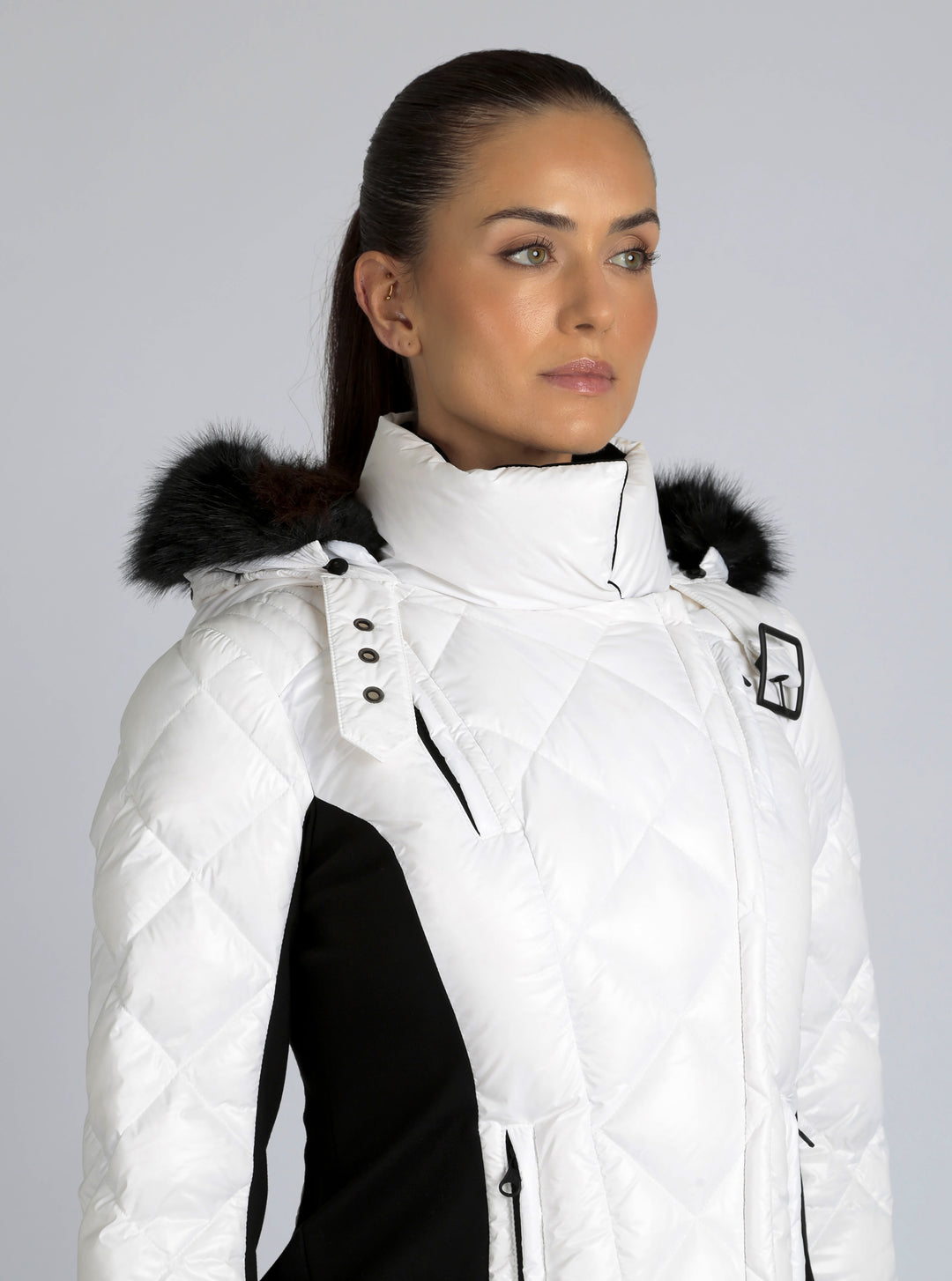 Jet Setter Quilted Down Filled Jacket w/Faux Fur - Blanc Noir Online Store