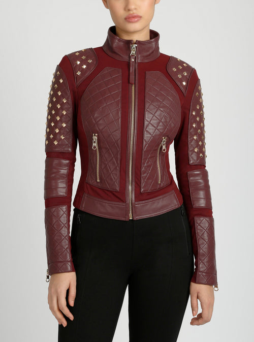 Pyramid Stud Mesh Moto Jacket - Blanc Noir Online Store