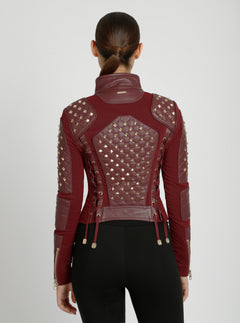 Pyramid Stud Mesh Moto Jacket - Blanc Noir Online Store