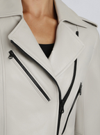 Cleo Cropped Leather Jacket - Blanc Noir Online Store
