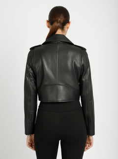 Cleo Cropped Moto Jacket - Blanc Noir Online Store