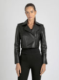 Cleo Cropped Moto Jacket - Blanc Noir Online Store