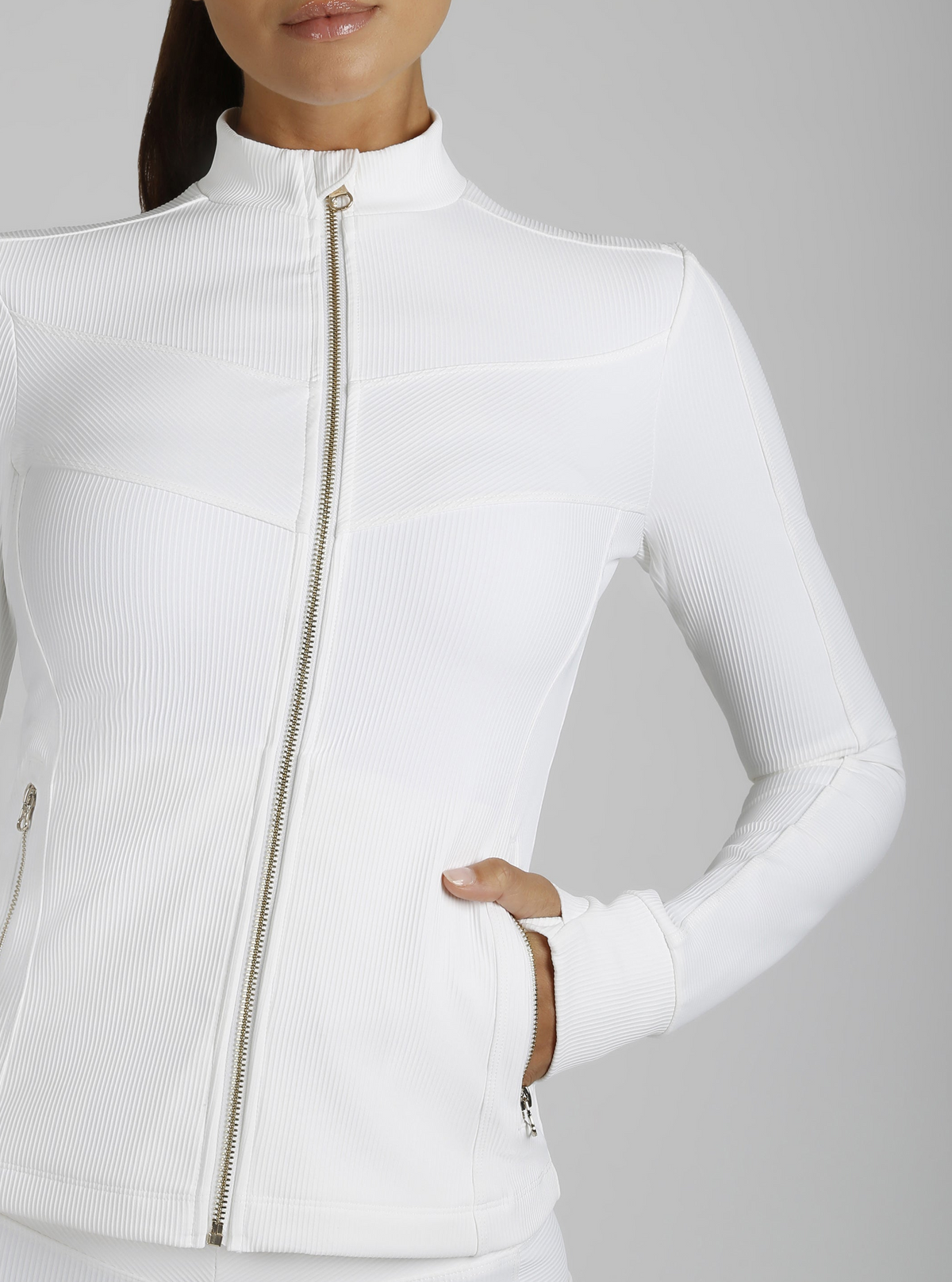 Directional Rib Activewear Jacket Gold Trims - Blanc Noir Online Store