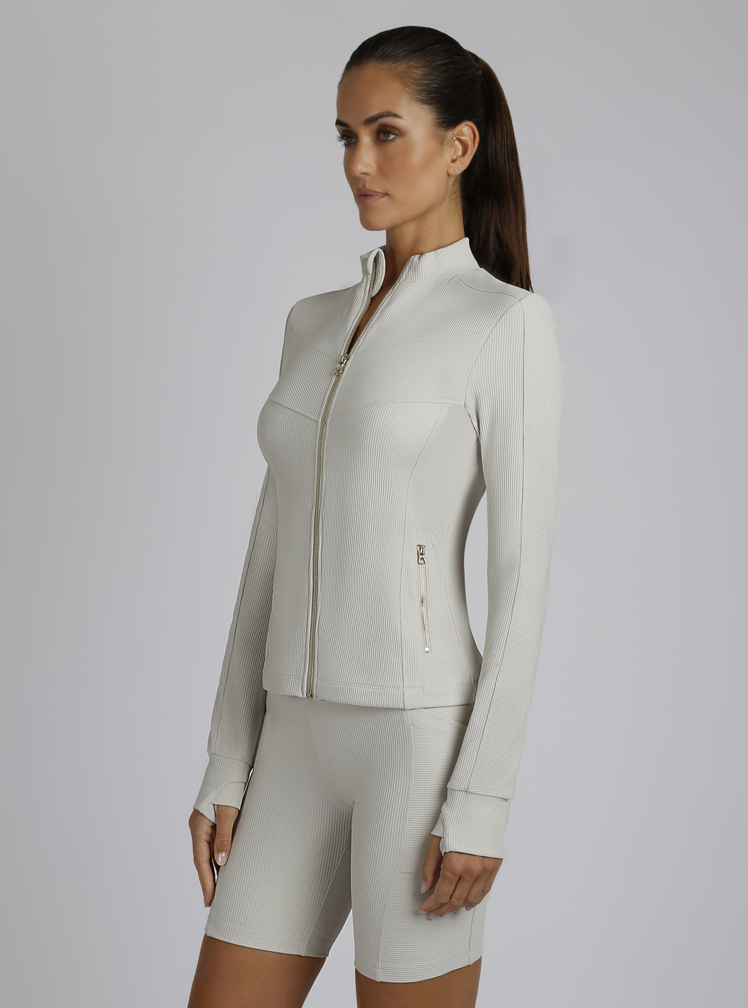 Directional Rib Jacket Gold Trims - Blanc Noir Online Store