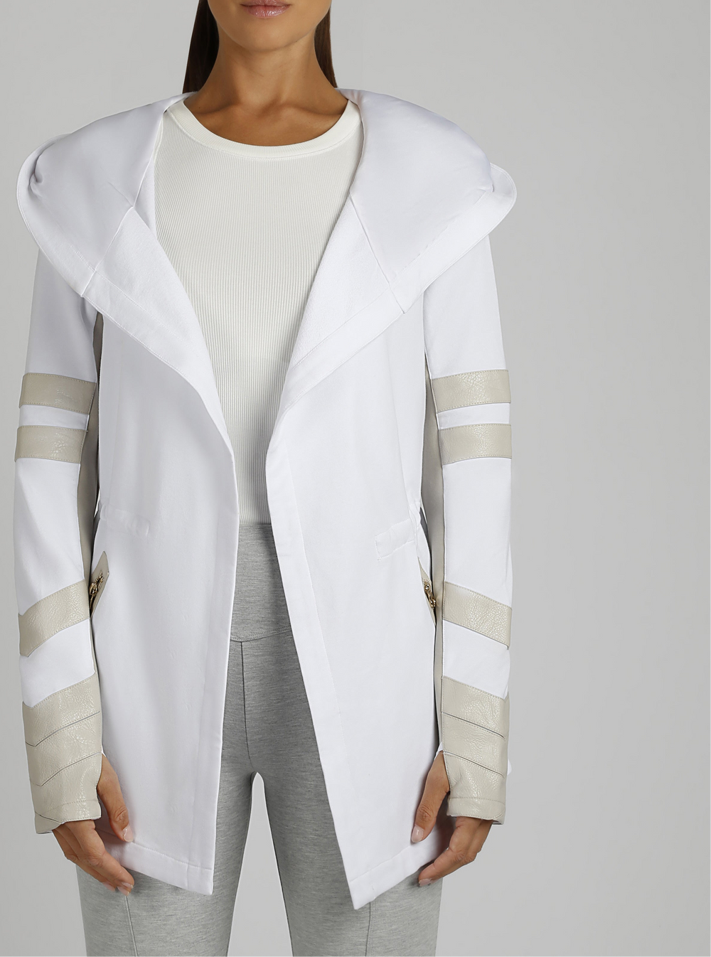 Maitri Sporty Cut Traveler Wrap Jacket - Gold Trims - Blanc Noir Online Store
