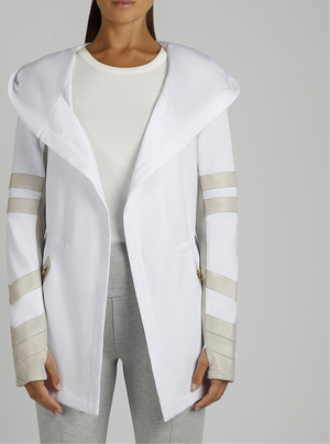 Maitri Sporty Cut Traveler Wrap Jacket - Gold Trims - Blanc Noir Online Store