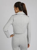 Cleo Cropped Ponte Moto Jacket - Blanc Noir Online Store