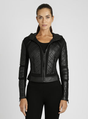 Hooded Mesh Moto Jacket - Blanc Noir Online Store