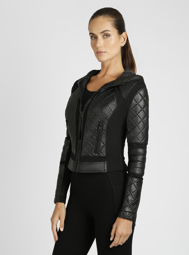 Hooded Mesh Moto Jacket - Blanc Noir Online Store