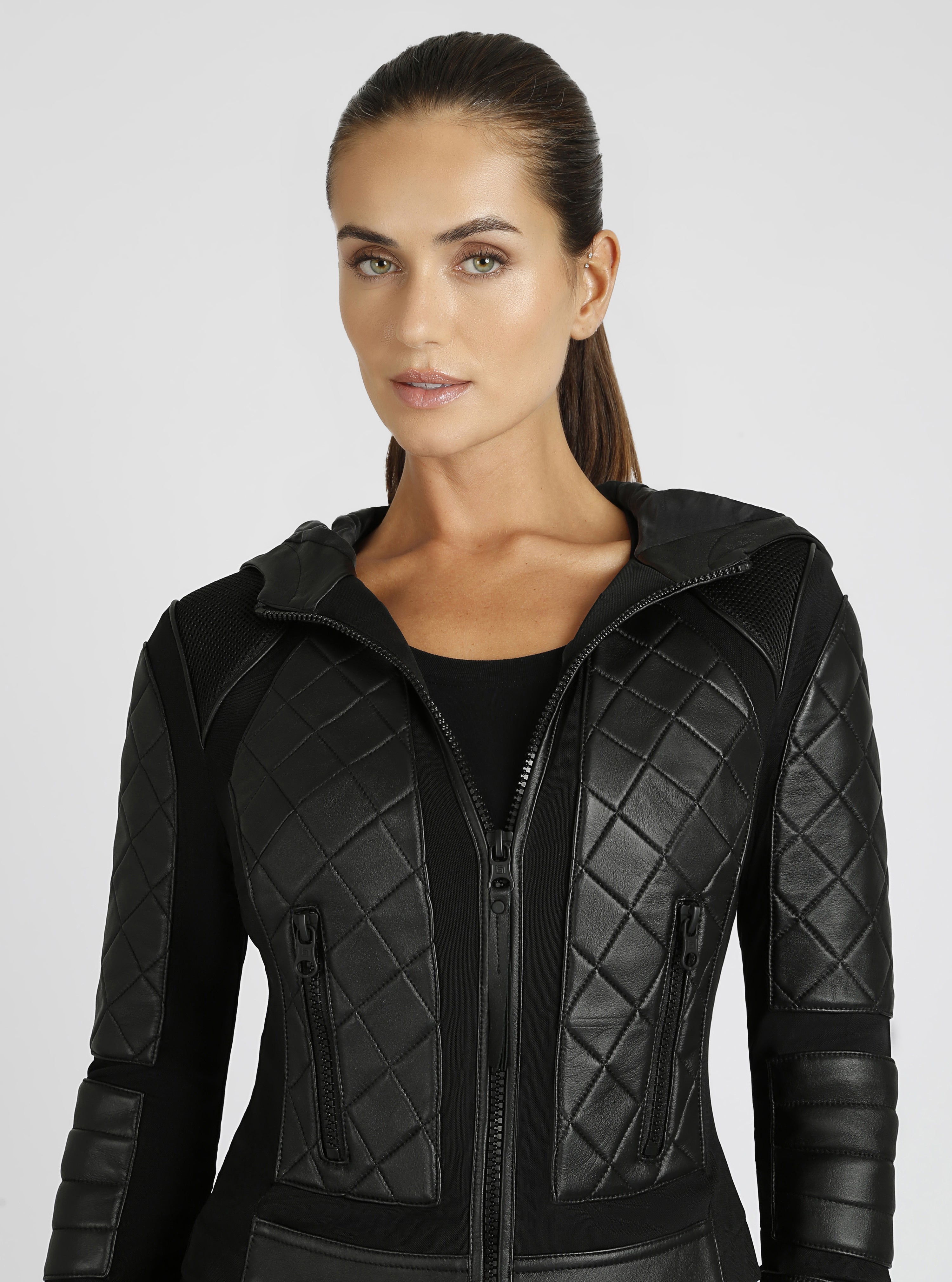 Hooded Mesh Moto Jacket | Blanc Noir Online Store
