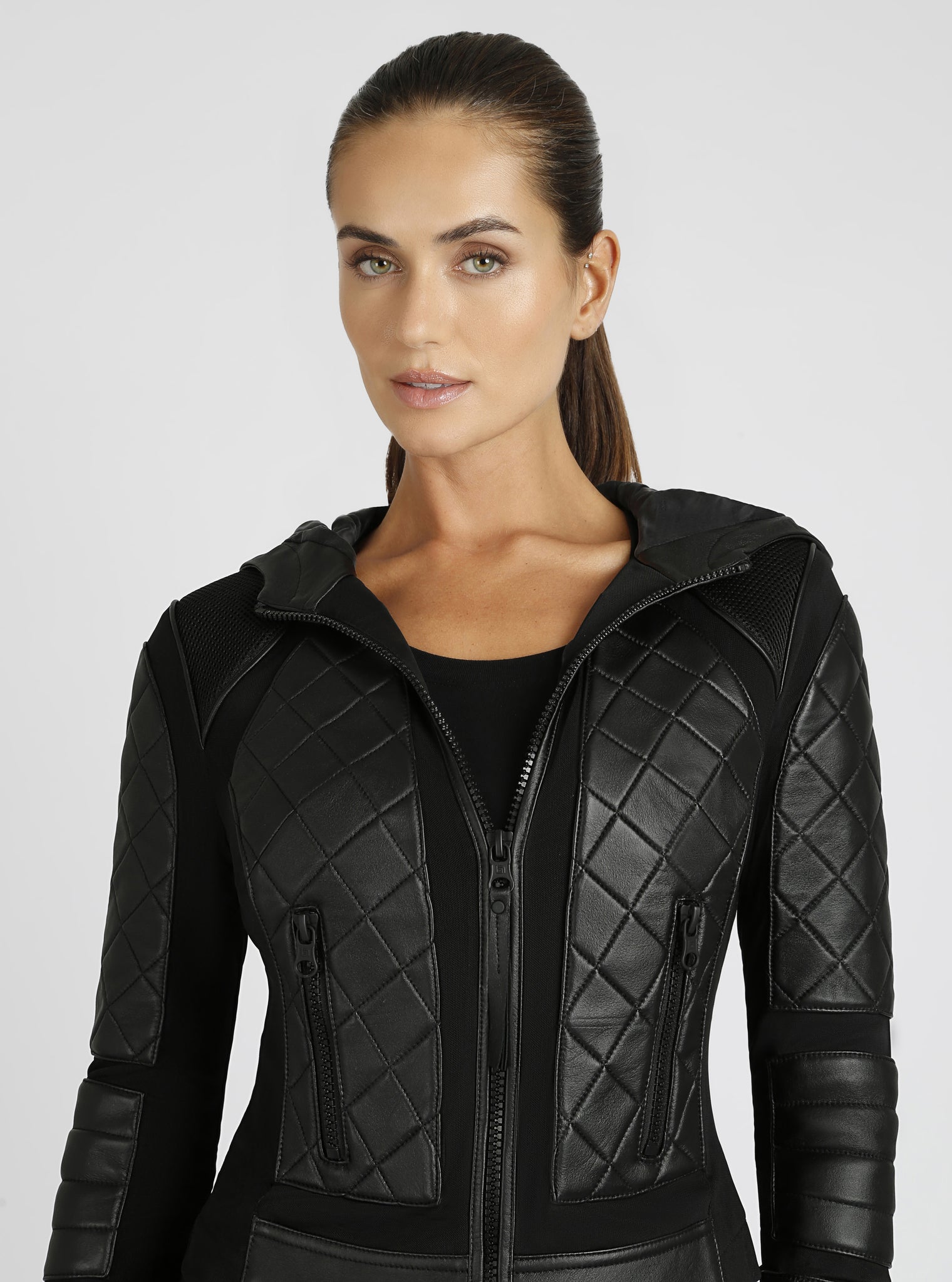 Hooded Mesh Moto Jacket - Blanc Noir Online Store