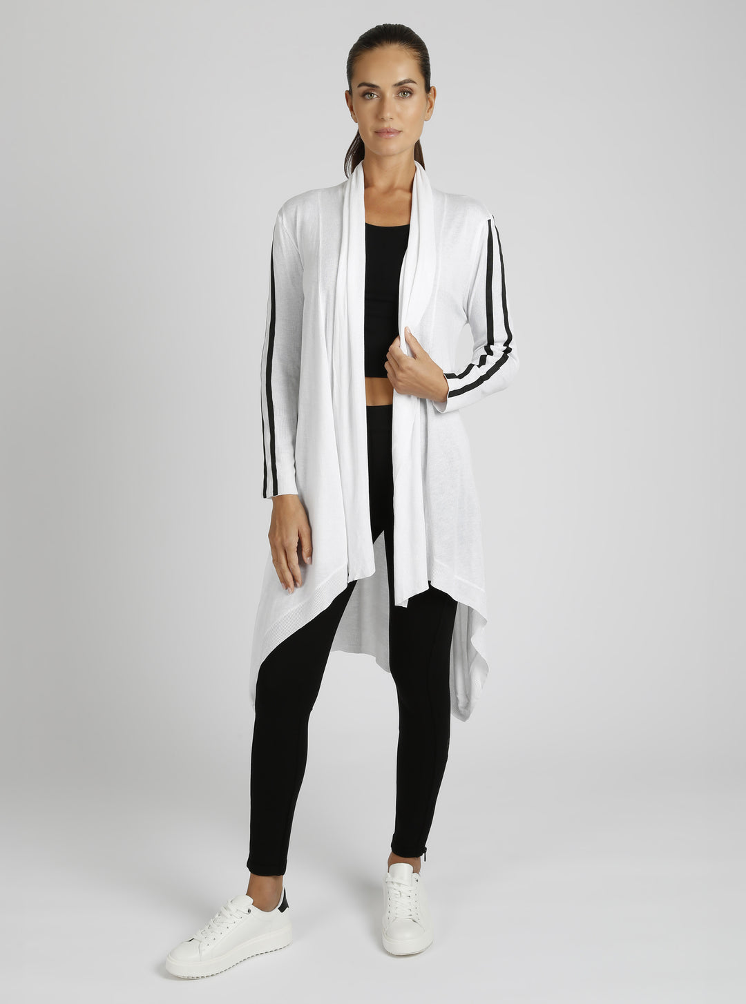 Sporty Drape Front Cardigan - Blanc Noir Online Store