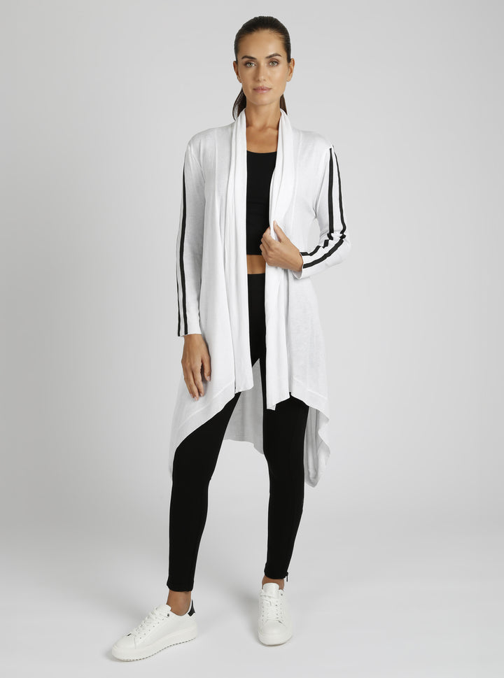 Sporty Drape Front Cardigan - Blanc Noir Online Store