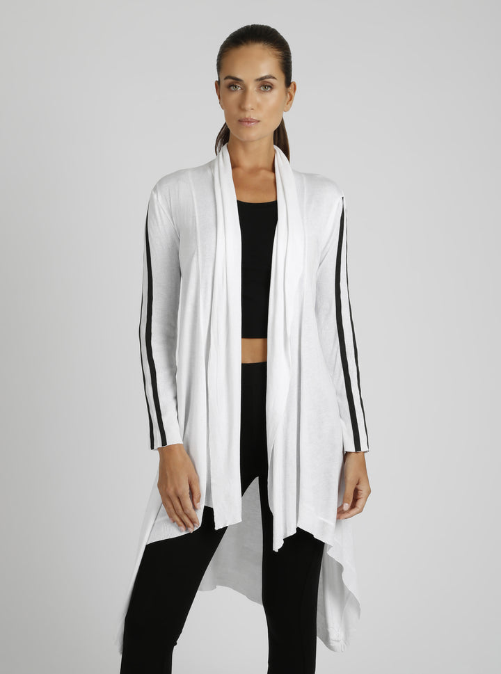 Sporty Drape Front Cardigan - Blanc Noir Online Store