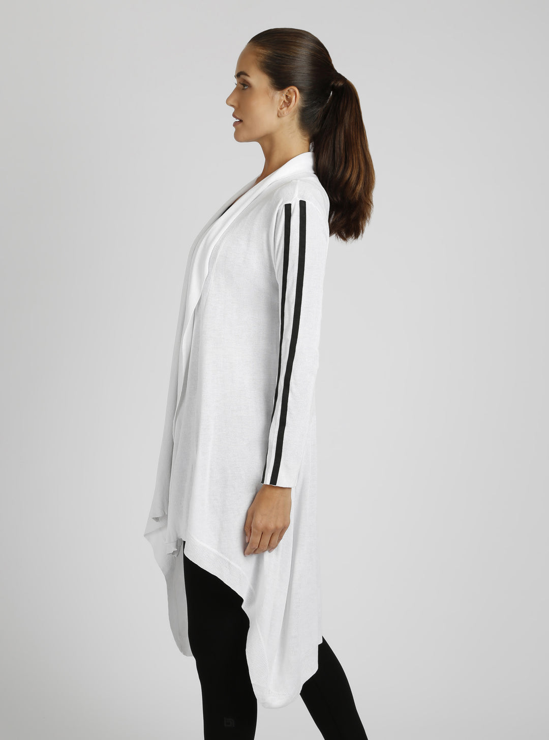 Sporty Drape Front Cardigan - Blanc Noir Online Store