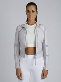 Classic Leather Mesh Moto Jacket - colors - Blanc Noir Online Store
