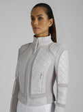 Classic Leather Mesh Moto Jacket - colors - Blanc Noir Online Store