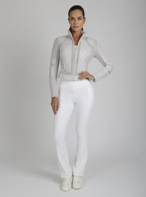 Classic Leather Mesh Moto Jacket - colors - Blanc Noir Online Store