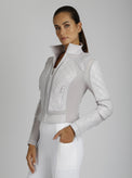 Classic Leather Mesh Moto Jacket - colors - Blanc Noir Online Store