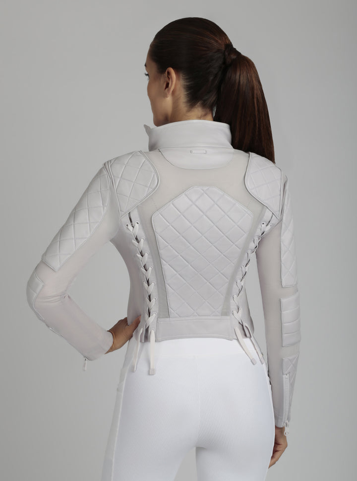 Classic Leather Mesh Moto Jacket - colors - Blanc Noir Online Store