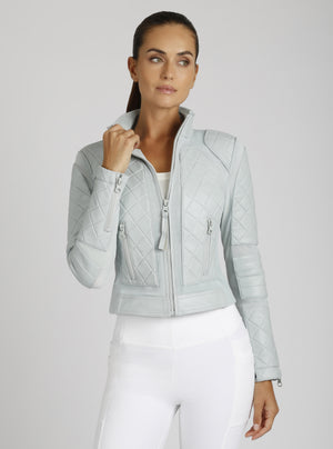Classic Leather Mesh Moto Jacket - colors - Blanc Noir Online Store