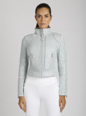 Classic Leather Mesh Moto Jacket - colors - Blanc Noir Online Store